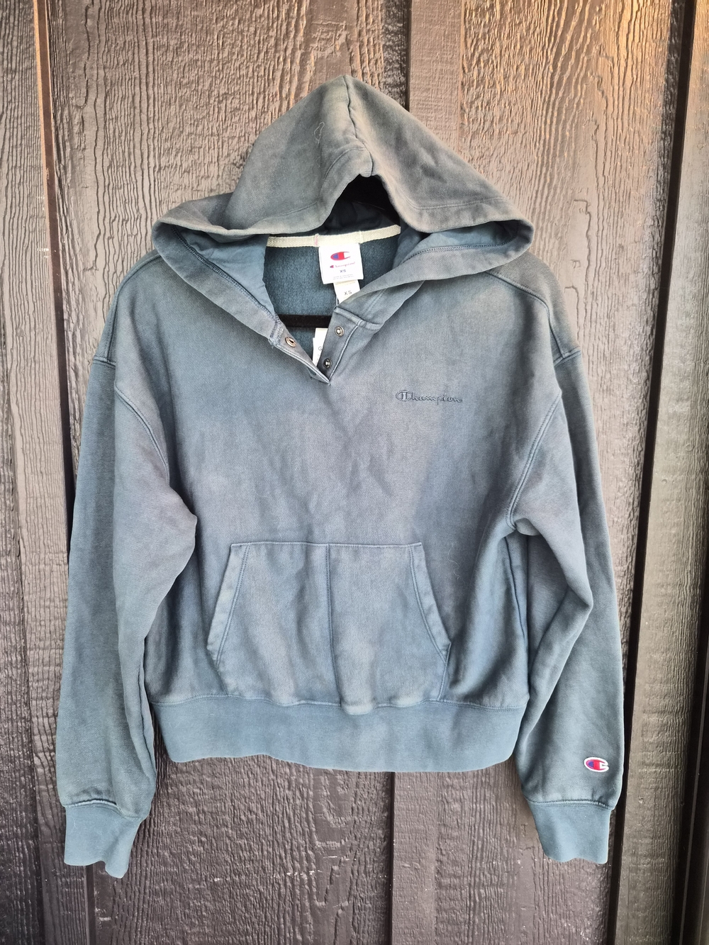 Champion Men’s Hooded Sweatshirt in Faded Teal